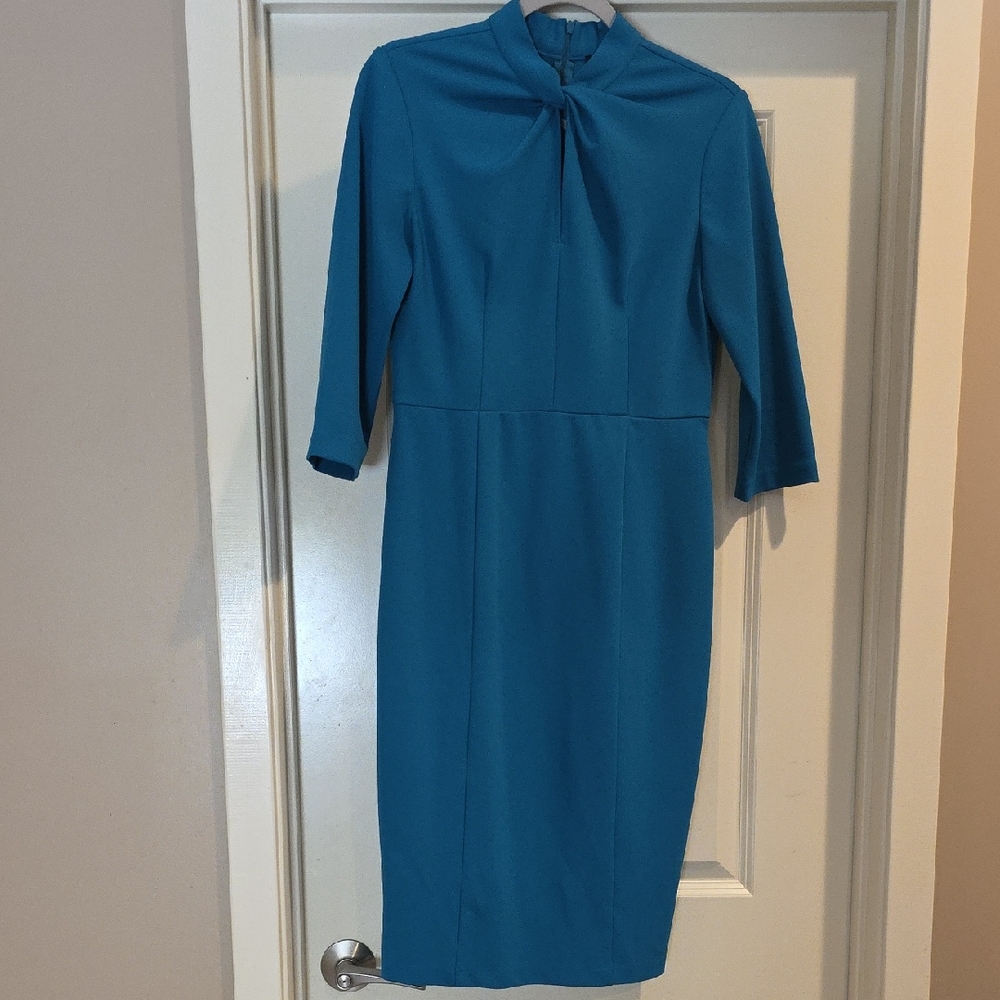 Donna Morgan Teal Long Sleeve Dress